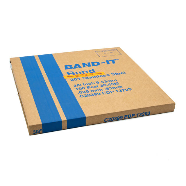 Band-IT | Staalband | 201 roestvrijstalen band | Voor algemene toepassingen | Keuze uit breedtes 6,35 mm (0,25 inch) / rol van 30,5 m - HCL Fasteners EU - Afbeelding 1