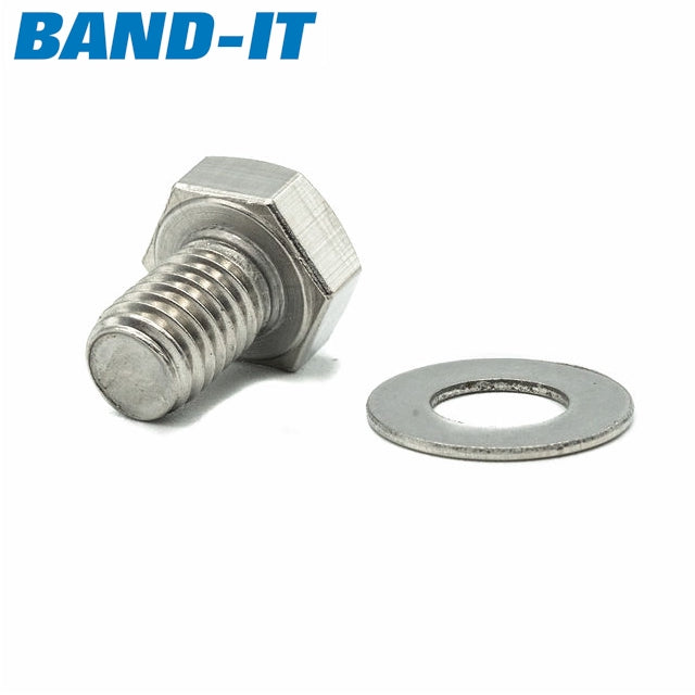 Band-It | Skrutky na upevnenie značiek | Mini skrutka 8 mm x 12 mm (+ podložka) | 201 nerezová oceľ – HCL Fasteners EU – Obrázok 3