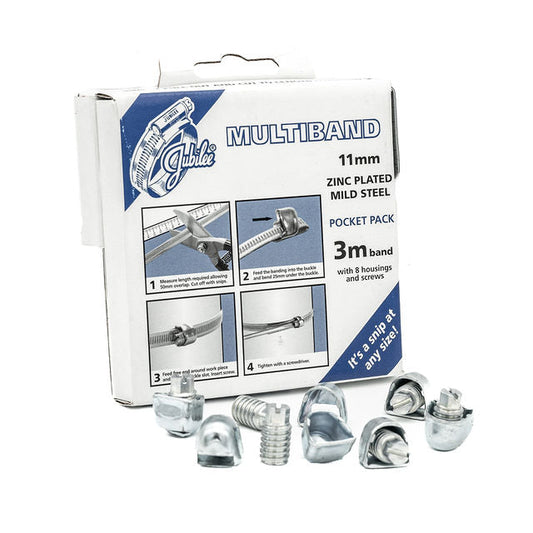 Jubilee | Multiband Worm DriveHose Clamp DIY Kit | 11mm Wide | W1 Zinc Plated | Screw, Quick Release, or Hex Head Pocket Pack - HCL Fasteners EU - Image 1