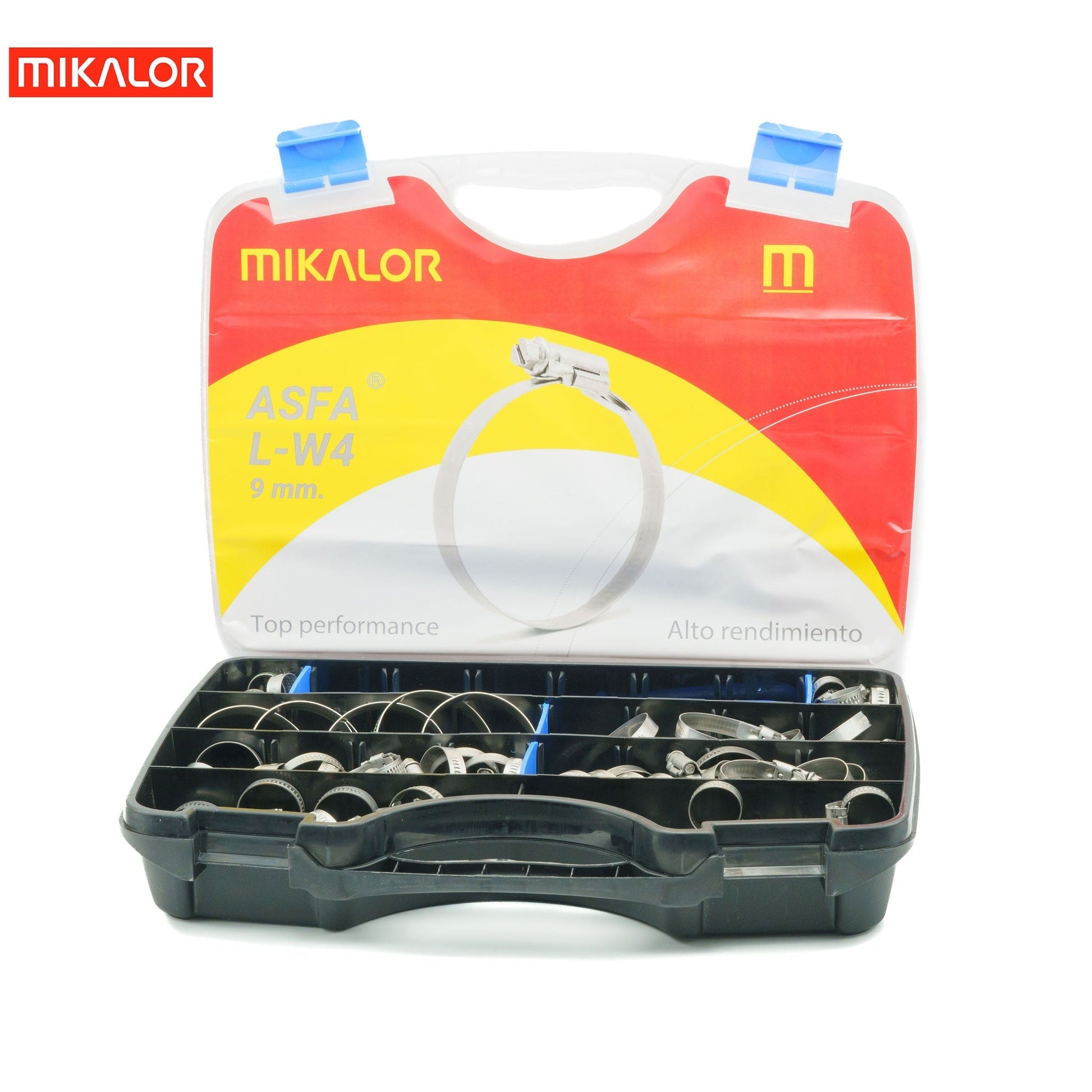 Mikalor | ASFA-L Worm Drive Hose Clamp Assortment Kit | 9mm Band Width | W4 304 Stainless Steel | 110 pcs 3503221 - HCL Fasteners EU - Image 3