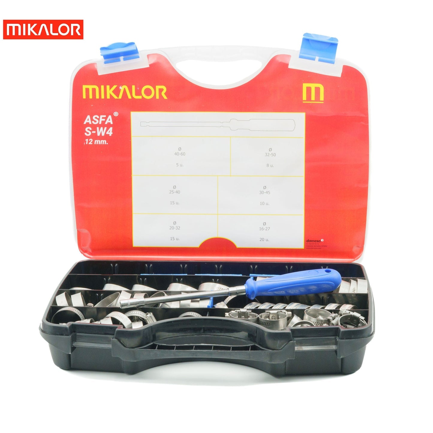 Mikalor | ASFA-S Worm Drive Hose Clamp Assortment Kit | 12mm Band Width | W4 304 Stainless Steel | 73 pcs 3503251 - HCL Fasteners EU - Image 3