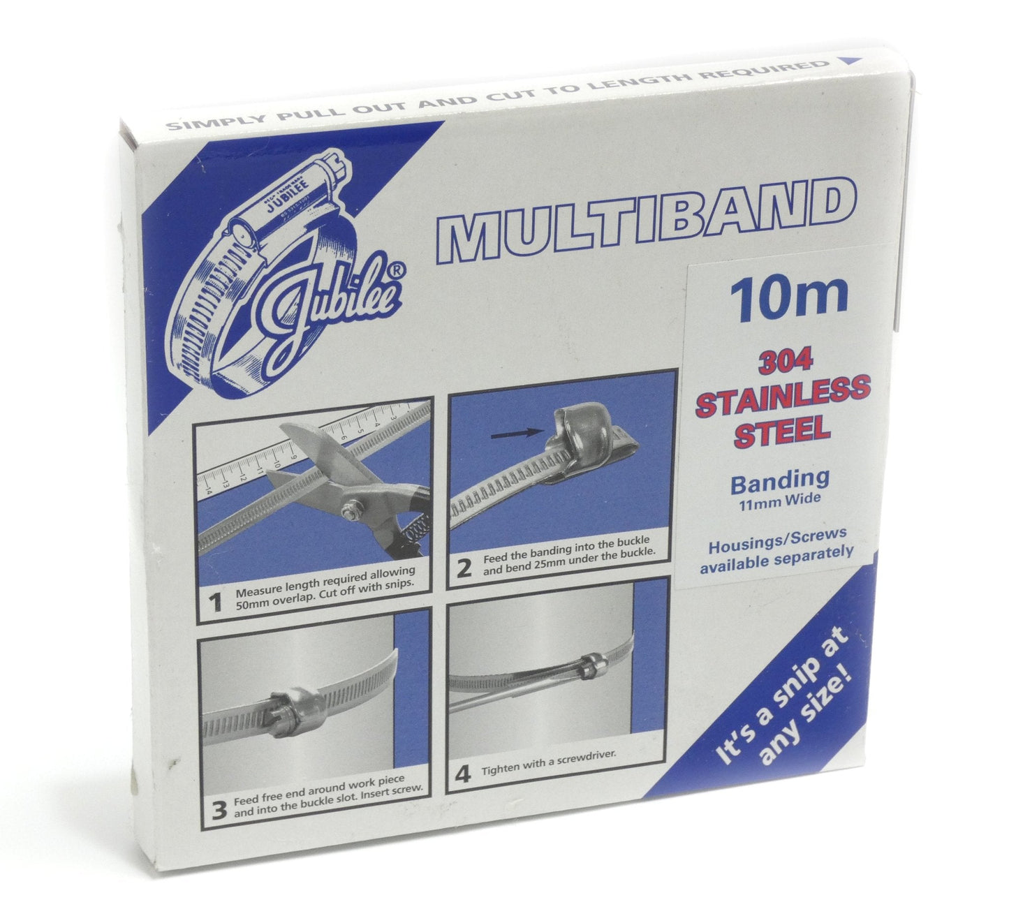 Jubilee Multiband – 11 mm – 304SS – 10 m Rolle – HCL-Klemme USA –W4