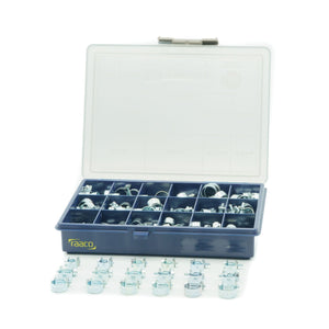 JCS | Caja surtida de abrazaderas para mangueras Mini-Clip | W1 Acero W1 | MCZAB1 | 157 uds.