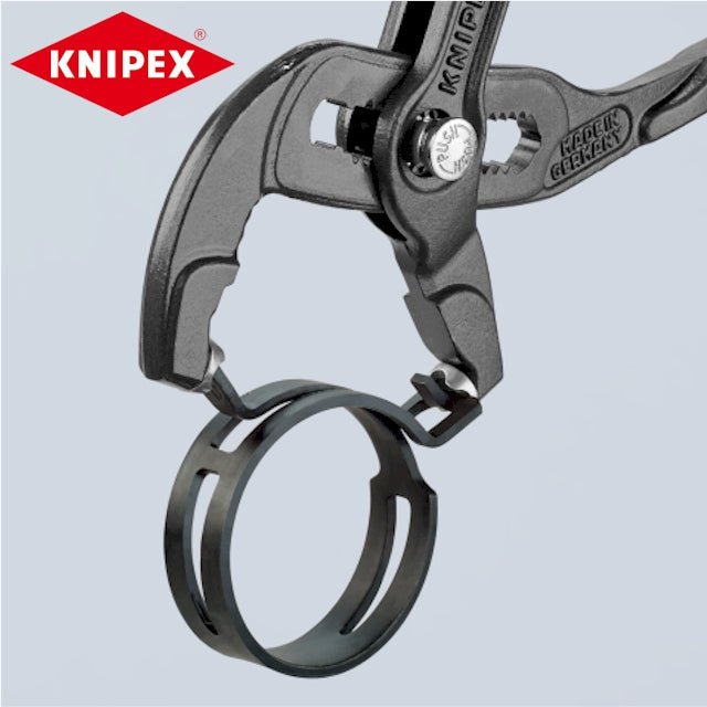 Alicates para abrazaderas de manguera con resorte KNIPEX con retenedor - L: 250 mm Rango 70 mm - HCL Clamping USA- MT-KX-SC-R-250