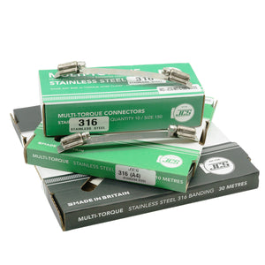 JCS | Kit de colliers de serrage à vis sans fin multi-couple pour bricolage | Largeur de bande 16 mm | W5 | Convient aux applications marines