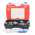 Mikalor | Kit assortiment de colliers de serrage à vis sans fin ASFA-S | Largeur de bande 12 mm | Acier inoxydable W4 | 73 pièces