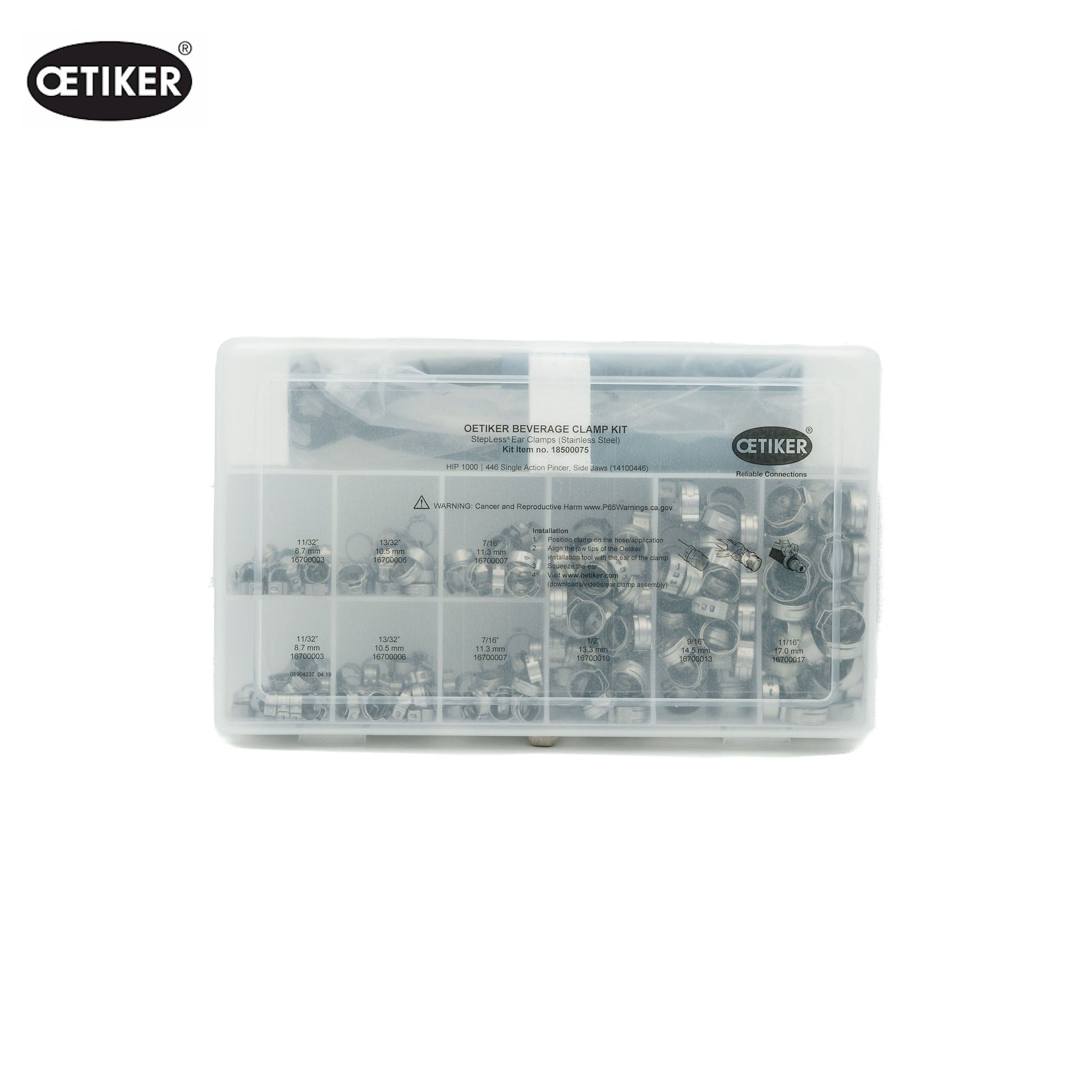 Oetiker | Stepless Ear Hose Clamp Assortment Kit | W4 304 Stainless Steel | 301 pcs 18500075 - HCL Fasteners EU - Image 2