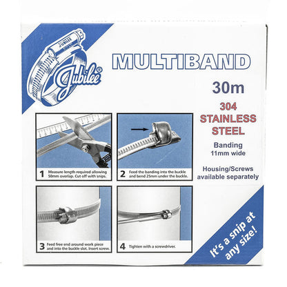 Jubilee | Kit fai da te per fascette stringitubo multibanda con trasmissione a vite senza fine | Larghezza 11 mm | W4 | Viti a scelta Bobina da 30 m - 100 ft - HCL Fasteners EU - Immagine 18