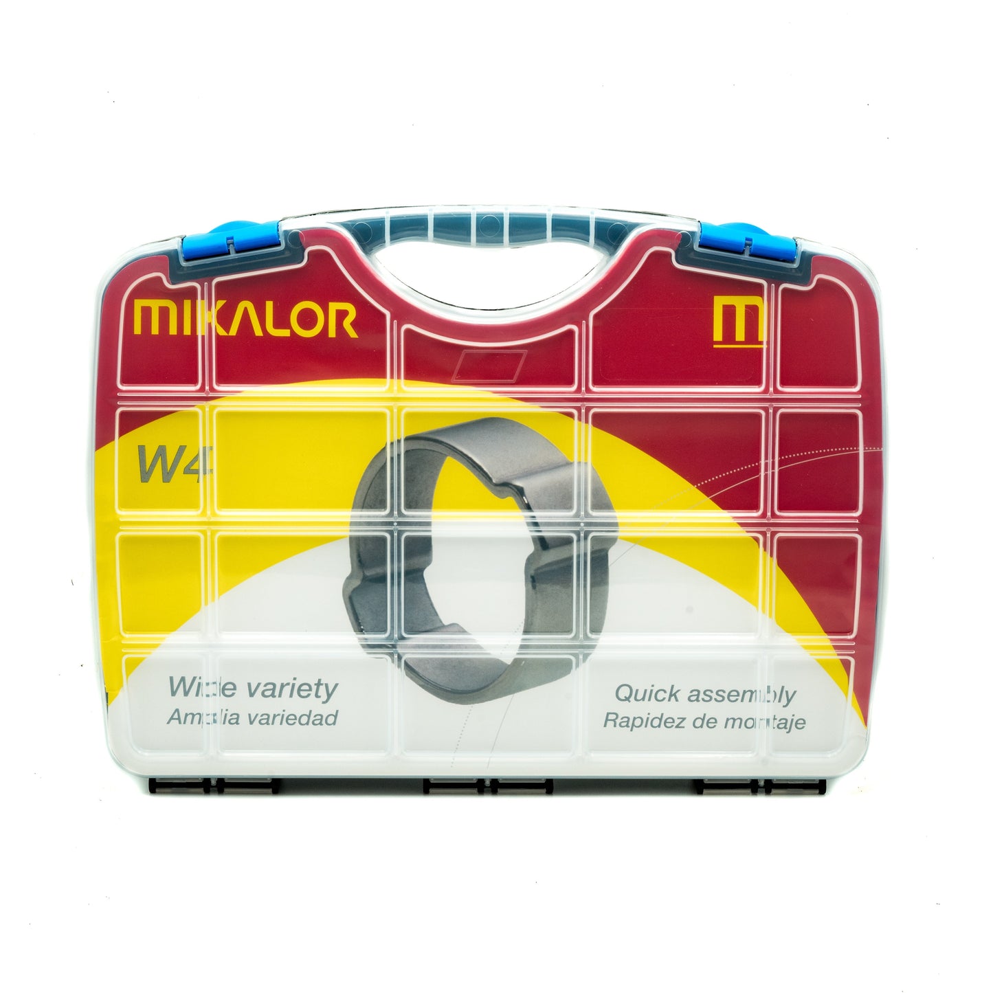 Mikalor assortimentsdoos met twee oorclips W4 staal AISI 304 | 375 stuks - HCL Clamping UK/Europa