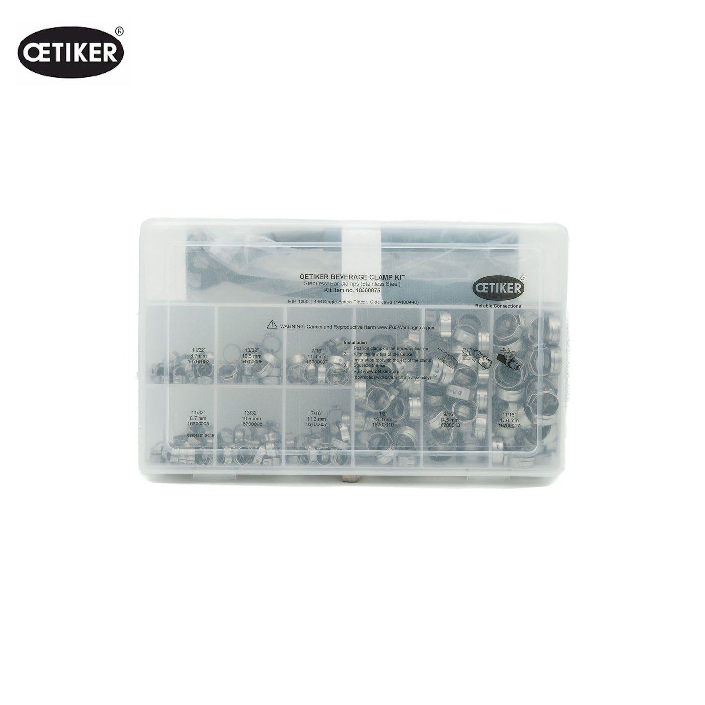 Oetiker | Stepless Ear Hose Clamp Assortment Kit | W4 304 Stainless Steel | 301 pcs 18500075 - HCL Fasteners EU - Image 2